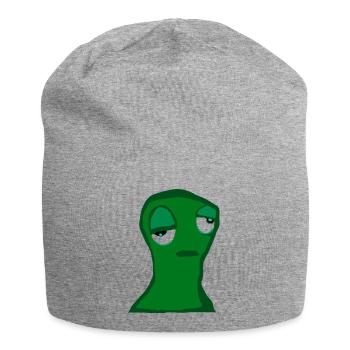 Tired Green Character – Minimalist Cartoon, Frus - Jersey Beanie - heather grey - Front