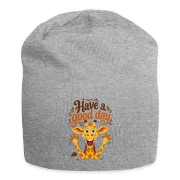 Have a Good Day - Playful giraffe illustration - Jersey Beanie - heather grey - Front