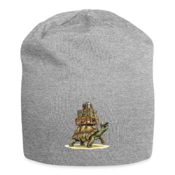 Lustige Reise Schildkröte mit Koffer Urlaubs Motiv - Jersey-Beanie - Grau meliert - Vorne