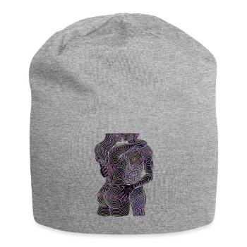 Neon-Paar mit Spiralen - Jersey-Beanie - Grau meliert - Vorne