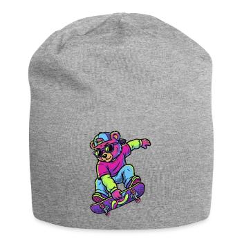 Teddy bear on a skateboard Neon - Jersey Beanie - heather grey - Front