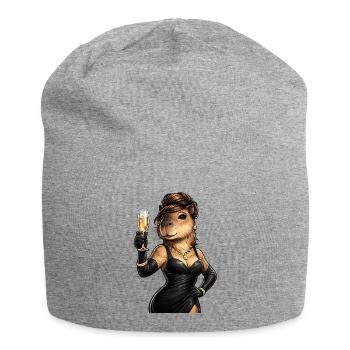 Elegante Capybara Dame mit Sektglas - Jersey Beanie - heather grey - Front