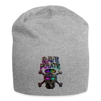 Rave Pirate Neon Skull - Jersey Beanie - heather grey - Front