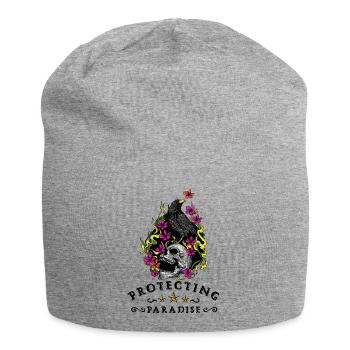 Floral Skull Inferno - Jersey Beanie - heather grey - Front