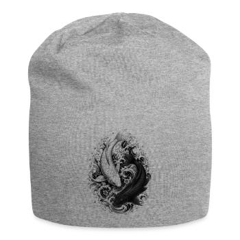 Two Koi as Yin Yang in Artful Irezumi Style - Jersey Beanie - heather grey - Front