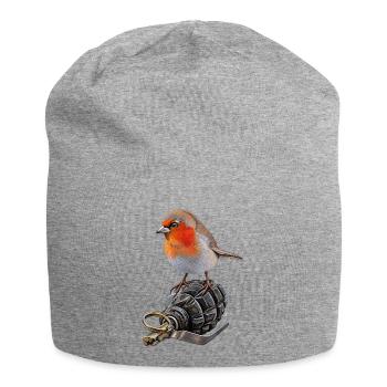 Robin of Peace - Jersey Beanie - heather grey - Front