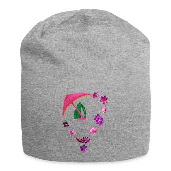 Glitter umbrella and flower ring - Jersey Beanie - heather grey - Front