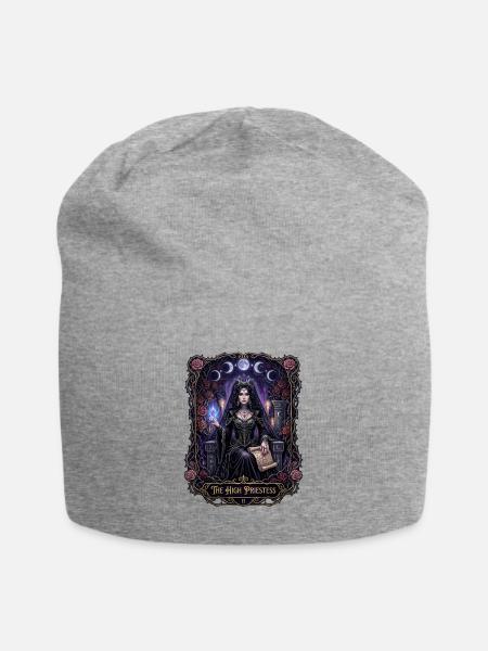 Gotische Hohepriesterin Witchcore Tarotkarte - Jersey-Beanie - Grau meliert