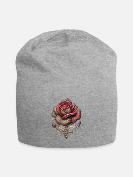 Schnitzte Rose - Jersey-Beanie - Grau meliert