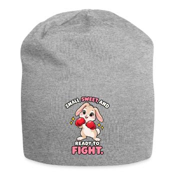 Lustiger boxender Hase bereit zu kämpfen - Jersey-Beanie - Grau meliert - Vorne