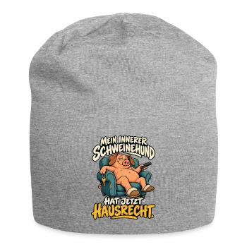 Schweinehund mit Hausrecht - Jersey-Beanie - Grau meliert - Vorne