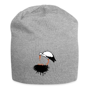 Stork and his nest with offspring graffiti - Jersey Beanie - heather grey - Front