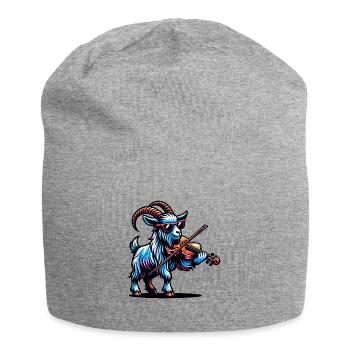 Goat with violin and sunglasses design - Jersey Beanie - heather grey - Front