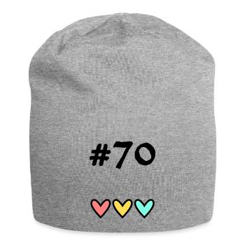 70 ANS. 70e ANNIVERSAIRE. ANNIVERSAIRE 70 ANS. 70 - Bonnet en jersey - gris chiné - Devant