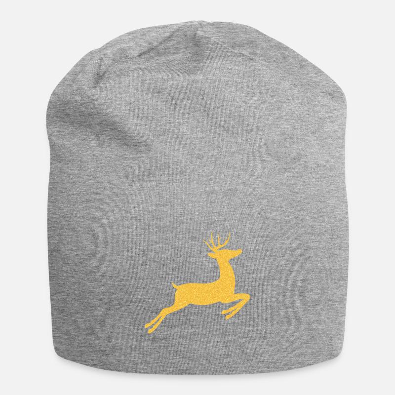 Rentier oder Hirsch Gold glitzernd zu Weihnachten - Jersey-Beanie - Grau meliert