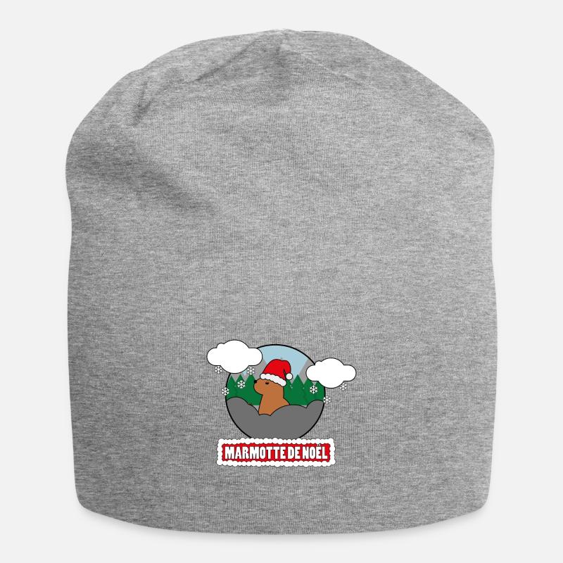 Marmotte de Noël - La marmotte sort son bonnet ! - Bonnet en jersey - gris chiné