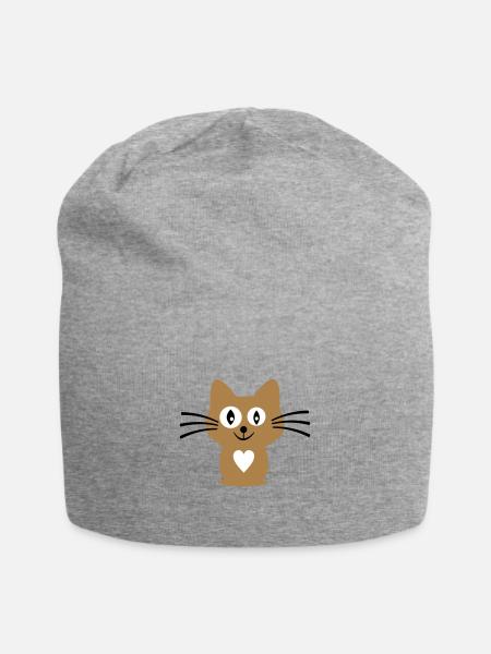 Katze - Jersey-Beanie - Grau meliert