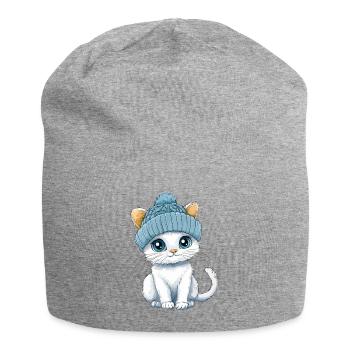 Chat mignon mignon bébé enfants animal dessin animé - Bonnet en jersey - gris chiné - Devant