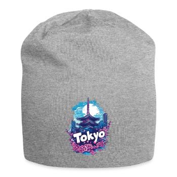 Tokyo Japan Pagoda City Skyline Sun Flowers - Jersey Beanie - heather grey - Front