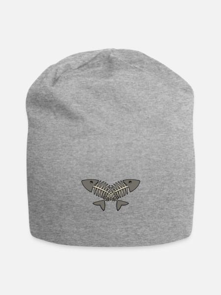 Fischgräten - Jersey-Beanie - Grau meliert