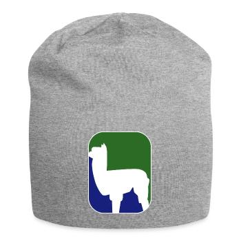 Alpaka Design grün blau Silhouette - Jersey-Beanie - Grau meliert - Vorne