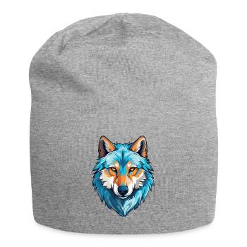 Wolf Kostüm blauer Wolfskopf Werwolf und - Jersey-Beanie - Grau meliert - Vorne