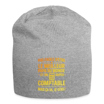 Super papa et comptable – il gère grave ! - Bonnet en jersey - gris chiné - Devant