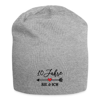 10 Jahre Sie und Ich 10. Hochzeitstag Ehe Paar - Jersey-Beanie - Grau meliert - Vorne