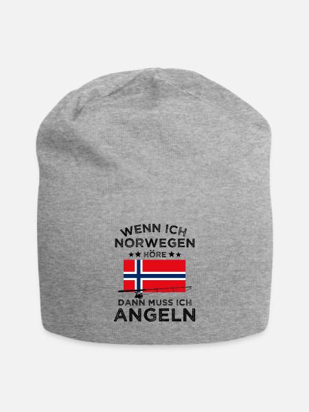 Norwegen Angeln Angler Fischen Urlaub Geschenk - Jersey-Beanie - Grau meliert