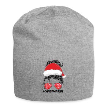 Cadeau de Noël femme - Bonnet en jersey - gris chiné - Devant