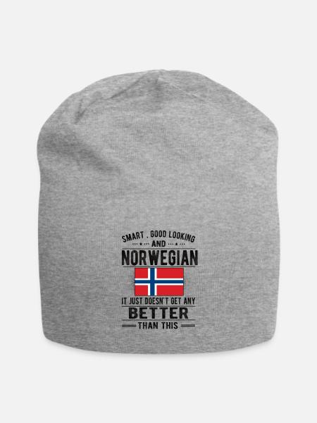 Norwegian Norway flag Norwegian origin - Jersey Beanie - heather grey