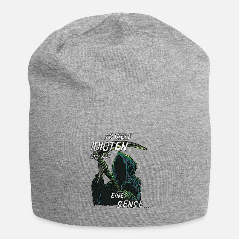 schwarzer Humor, witziges Sensenmann, Geschenk - Jersey-Beanie - Grau meliert