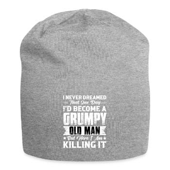 Grim old man Grandpa Griesgram Spiteful grandfather - Jersey Beanie - heather grey - Front
