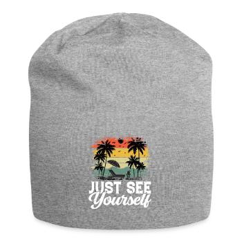 Beach Holiday Palms Umbrella Summer Holiday - Jersey Beanie - heather grey - Front