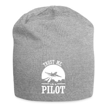 Pilot Flugzeug fliegen Flugsport Geschenkidee - Jersey-Beanie - Grau meliert - Vorne