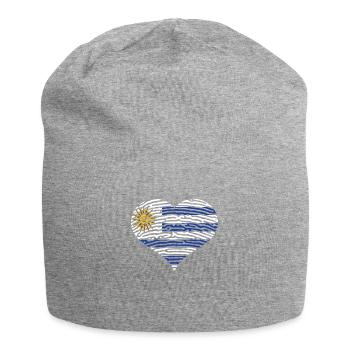 Uruguay Flagge Herz Lateinamerika Reisen Urlaub - Jersey-Beanie - Grau meliert - Vorne