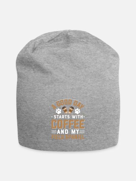 Field Spaniel Kaffee Trinken Koffein Hunderasse - Jersey-Beanie - Grau meliert