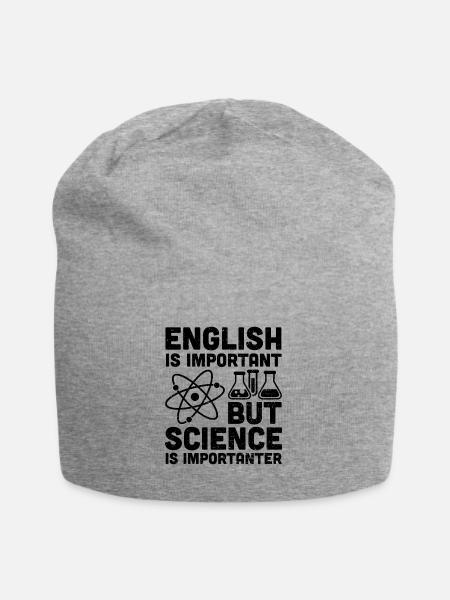 English Is Important But Science Is Importanter - Jersey-Beanie - Grau meliert