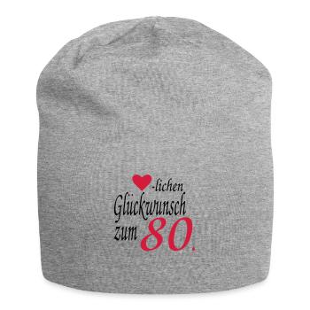 80e anniversaire - Bonnet en jersey - gris chiné - Devant