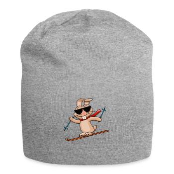 Cooler Hase fährt Ski - Jersey-Beanie - Grau meliert - Vorne