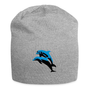 Delfin, Delfine - Dolphin - Jersey-Beanie - Grau meliert - Vorne