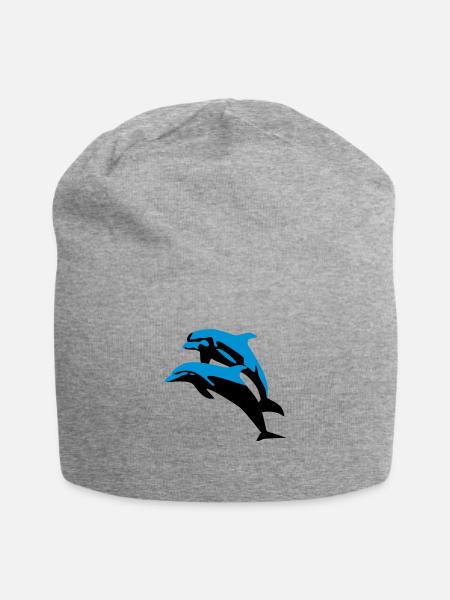 Delfin, Delfine - Dolphin - Jersey-Beanie - Grau meliert