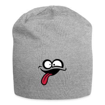Verrücktes Comic Gesicht - Jersey-Beanie - Grau meliert - Vorne