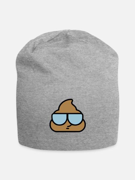 Emoji poop cool glasses - Jersey Beanie - heather grey