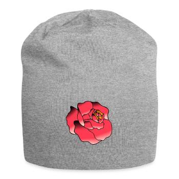 rose fleur dessin - Bonnet en jersey - gris chiné - Devant