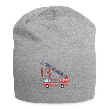 Fire engine 13th birthday - Jersey Beanie - heather grey - Front