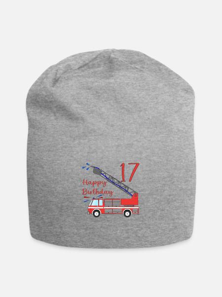 Feuerwehrauto Happy Birthday 17 - Jersey-Beanie - Grau meliert