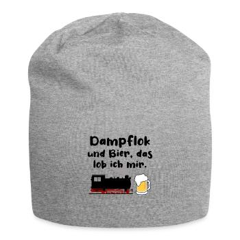 Dampflok Bier Eisenbahn Eisenbahner Spruch - Jersey-Beanie - Grau meliert - Vorne