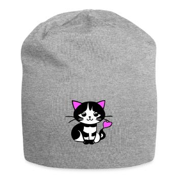 Süße Katze im Comic Stiel - Jersey-Beanie - Grau meliert - Vorne