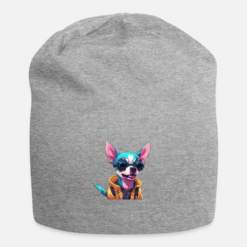TechTails // Cyberpunk Hund - Jersey-Beanie - Grau meliert